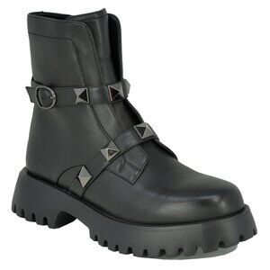 new VANELI Black Leather Zinky Moto Booties  6J3